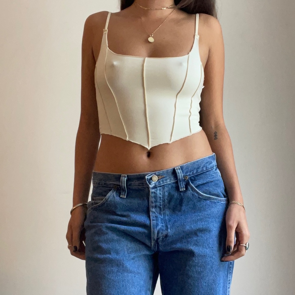 Exposed seam crop top tank